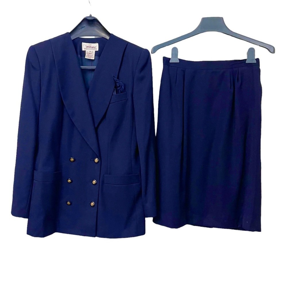 WORTHINGTON -  WOMEN’S PETITE SKIRT SUIT | SZ 10P | NAVY BLUE
